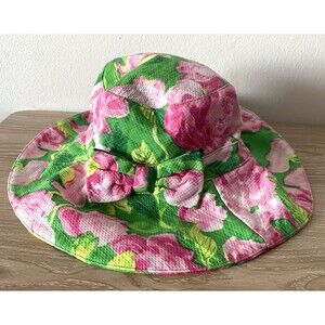 Janie and Jack Rose Sun Hat Green Shrub Rose Print Size 4-5 Girls